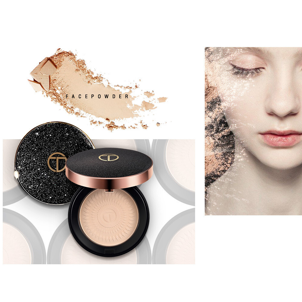 Black Shining Diamond Pressed Powder Concealer Fixing Powder Biscuit Wet Dual-use Pressed Powder