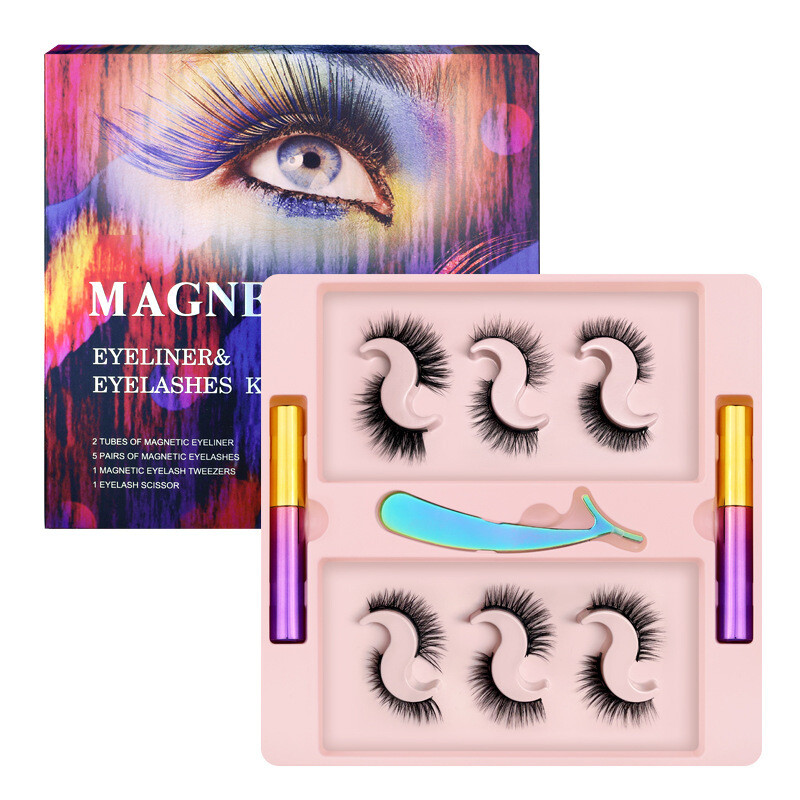 6 Pairs Of Magnetic Magnetic False Eyelashes Six Magnetic Magnetic Natural Thick Eyelashes Liquid Eyeliner Set