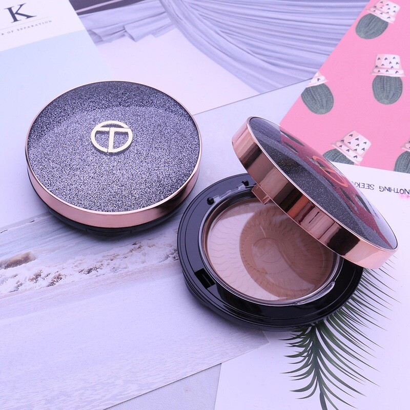 Black Shining Diamond Pressed Powder Concealer Fixing Powder Biscuit Wet Dual-use Pressed Powder