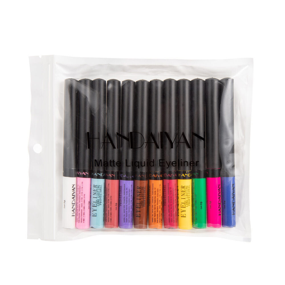 Matte Eyeliner Liquid Eyeliner Waterproof And Sweat-proof 12 Sets, Net Content: 12 bags (one per color)