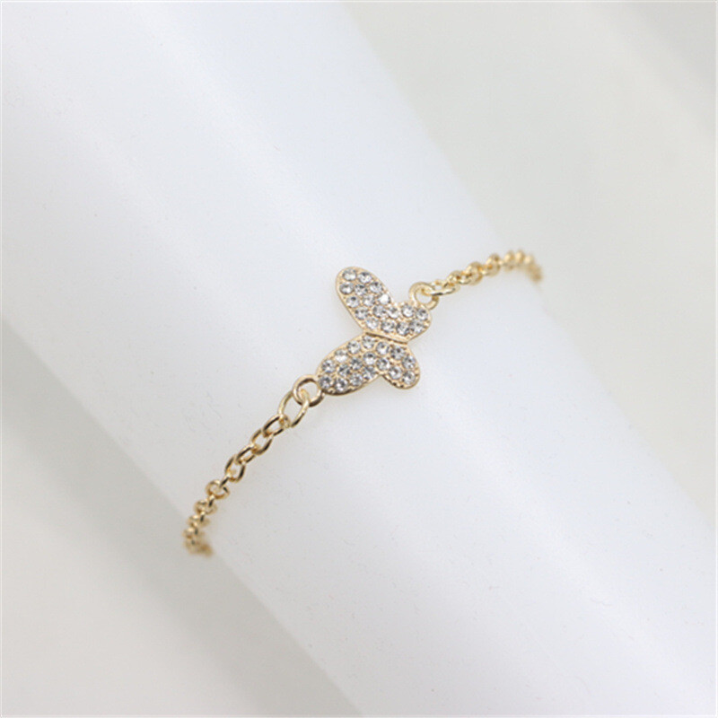  Rhinestone Butterfly Accessories Metal Thin Chain Anklet