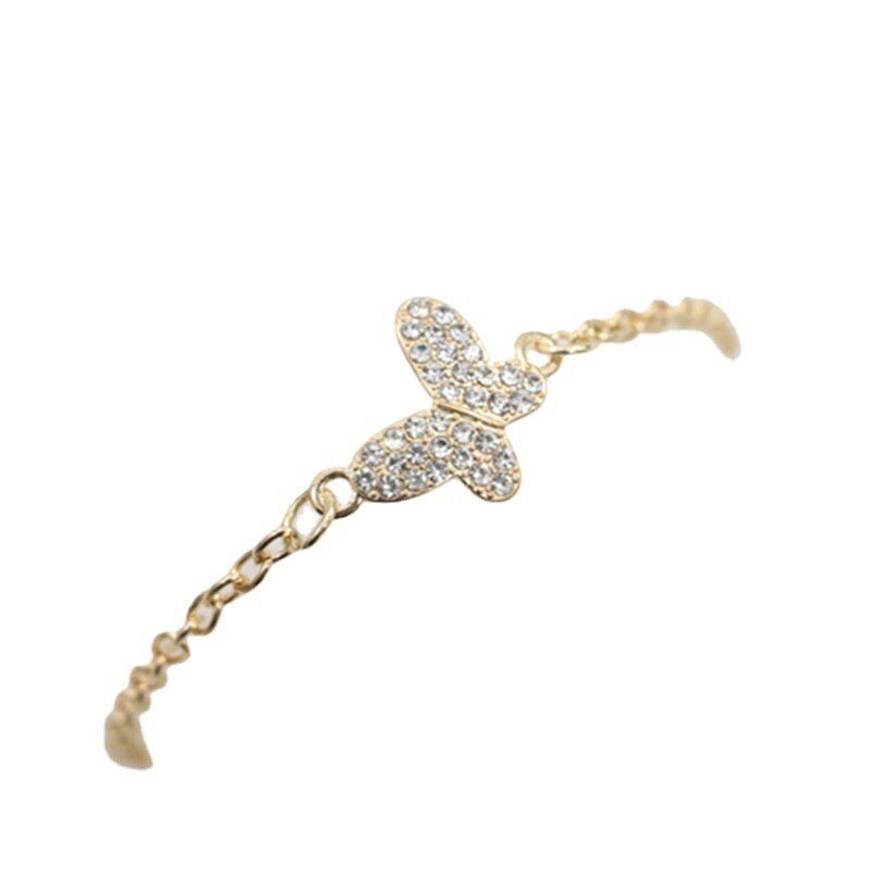  Rhinestone Butterfly Accessories Metal Thin Chain Anklet
