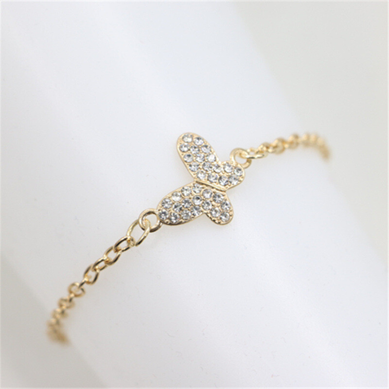  Rhinestone Butterfly Accessories Metal Thin Chain Anklet