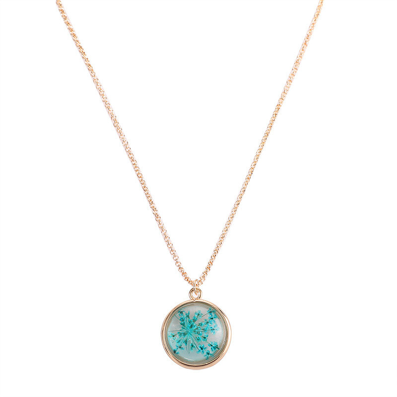 dried flower transparent necklace