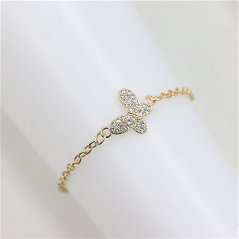  Rhinestone Butterfly Accessories Metal Thin Chain Anklet