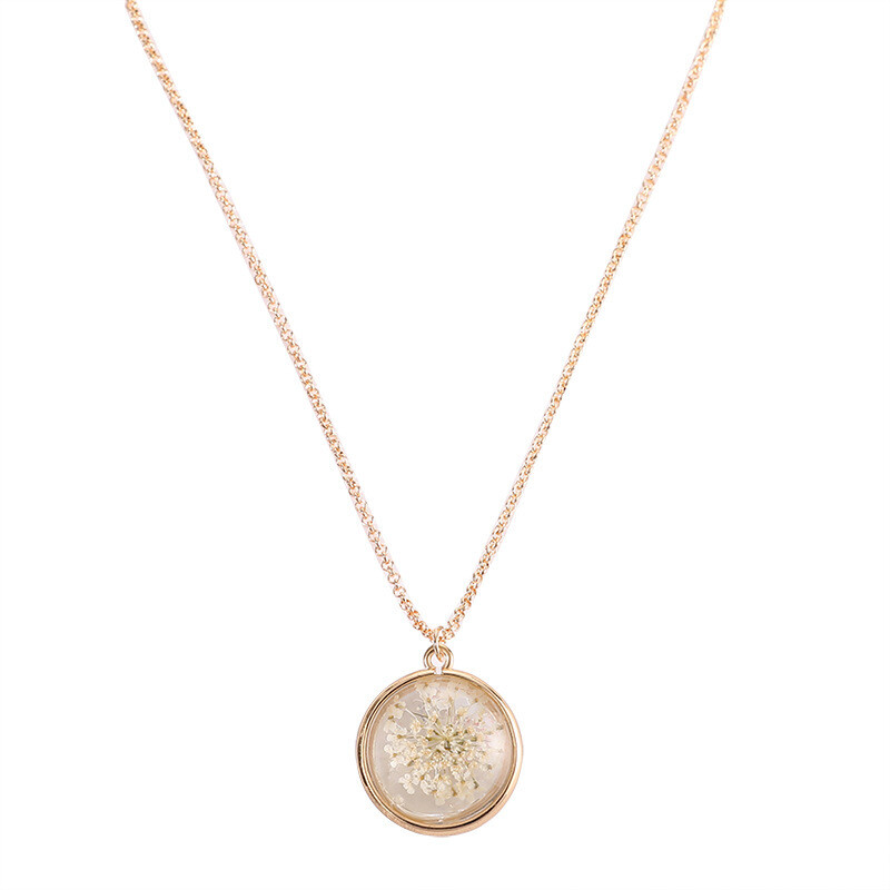 dried flower transparent necklace