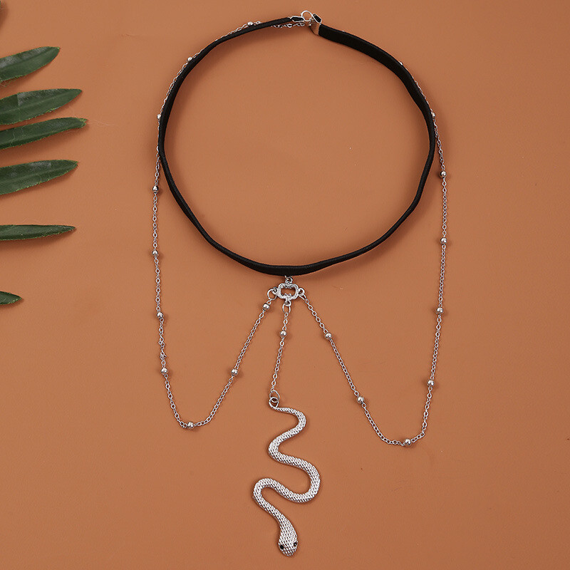 Creative Exaggerated Elastic Snake Long Leg Chain Female Bohemian Trend Multi-layer Chain Body Chain Jewelry, Color: Silver
