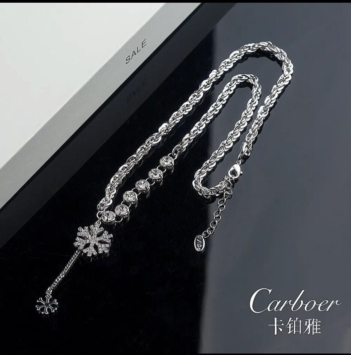Light Luxury Niche Design Letter D Sweater Chain Female 2022 New Trendy High-end Sense Of Net Red Autumn And Winter Necklace Accessories, Color: L09-18 snowflake necklace