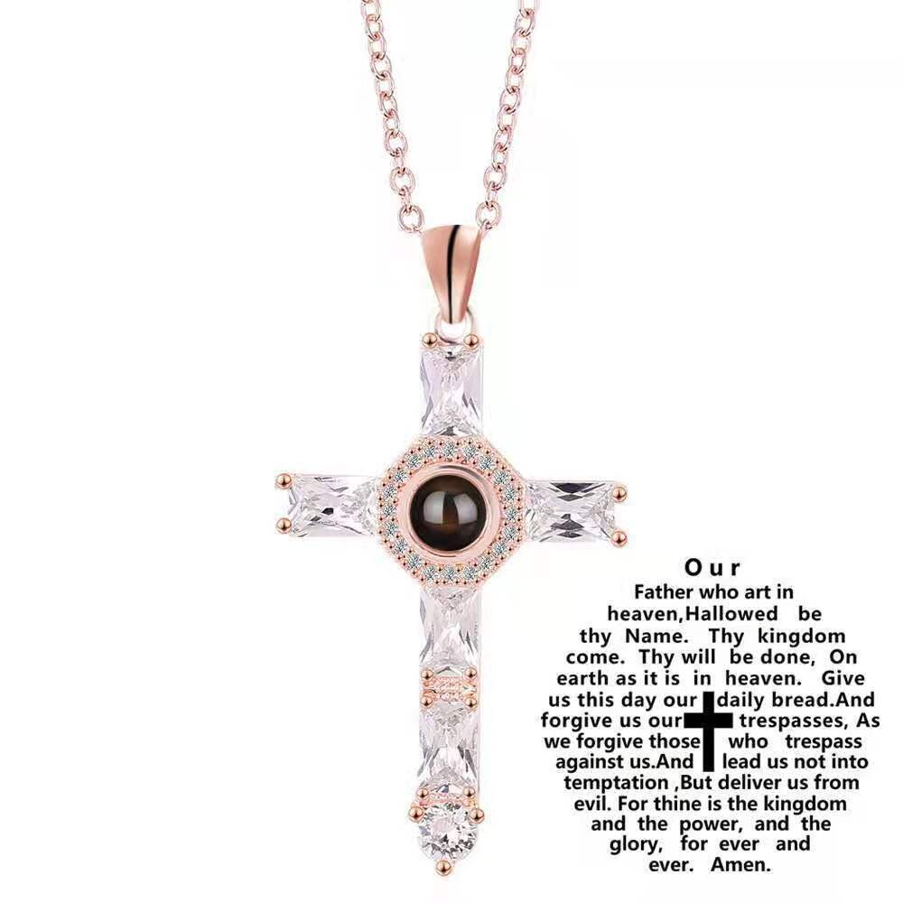  Cross Projection Necklace New Diamond Pendant Miniature Projection Necklace
