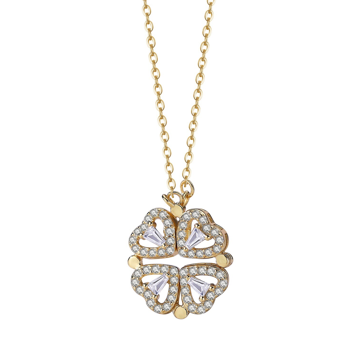 Damila S925 Sterling Silver A Multi-wear Four-leaf Clover Necklace Interlocking Love Clavicle Chain
