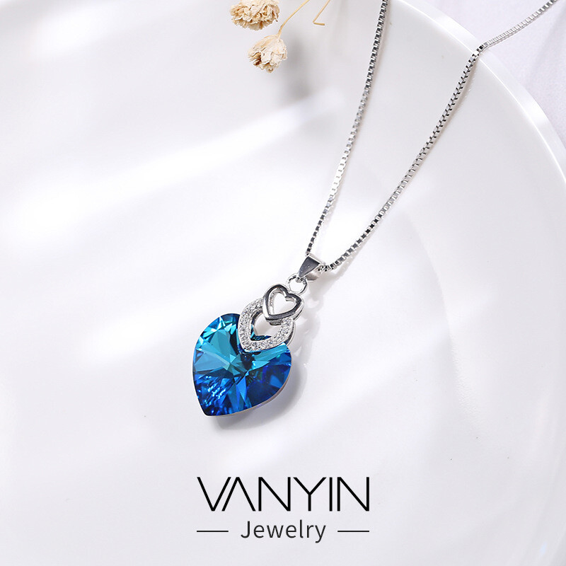 Ocean Heart Love Pendant, Color: Single sterling silver pendant (14mm) - without chain, Purity: 925 silver