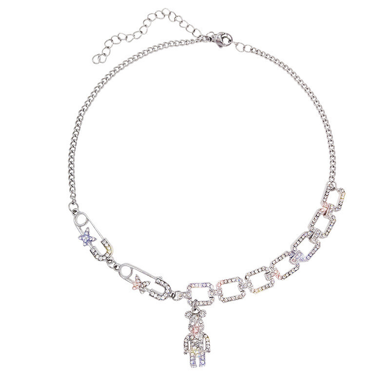 Diamonds Violent Bear Necklace Light Clavicle Chain, Color: Violent drill bear