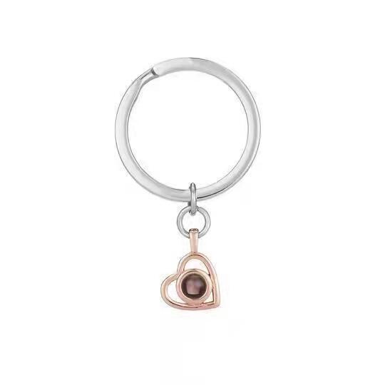 100 Languages I Love You Projection Necklace Customized Nano Color Picture Photo Text Love , Color: Rose gold keychain in 100 languages