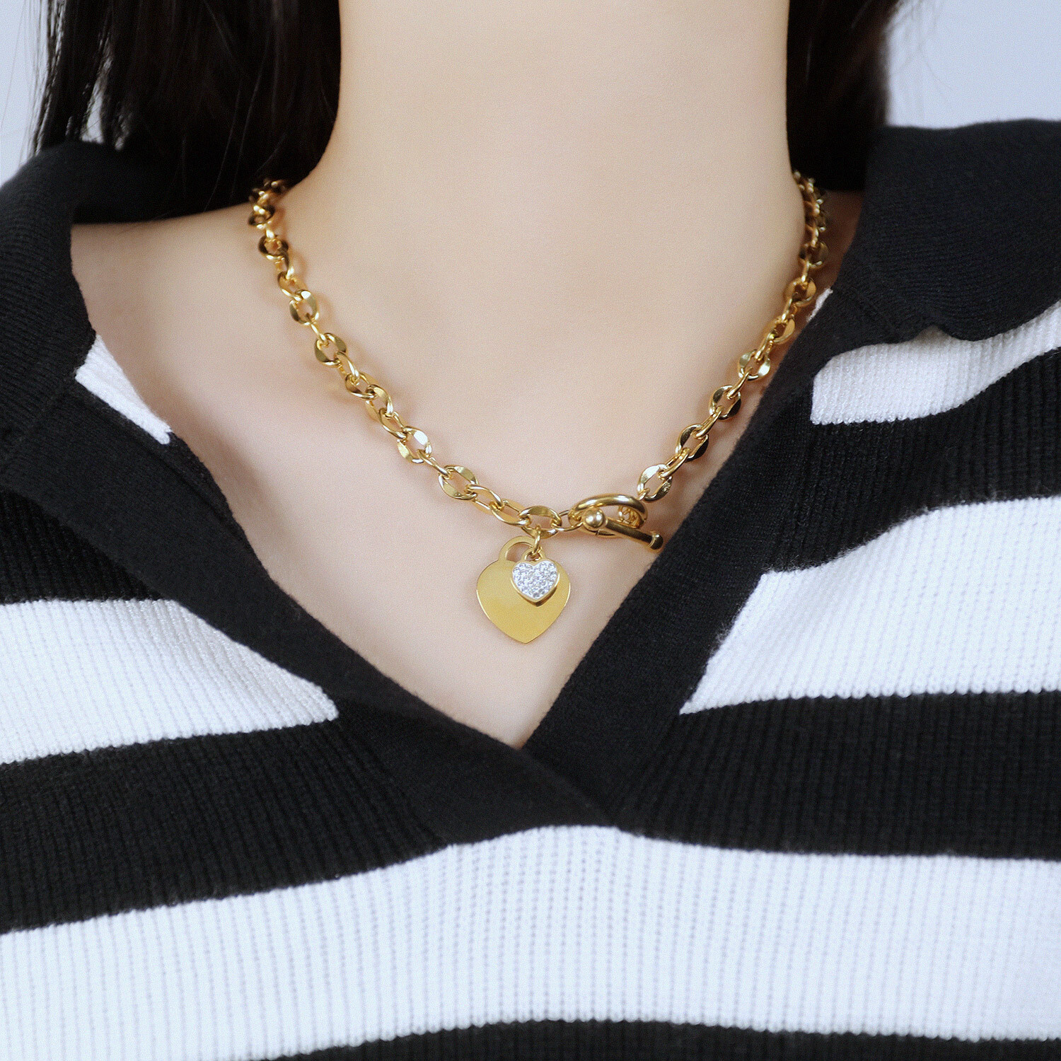 Simple temperament love titanium steel necklace