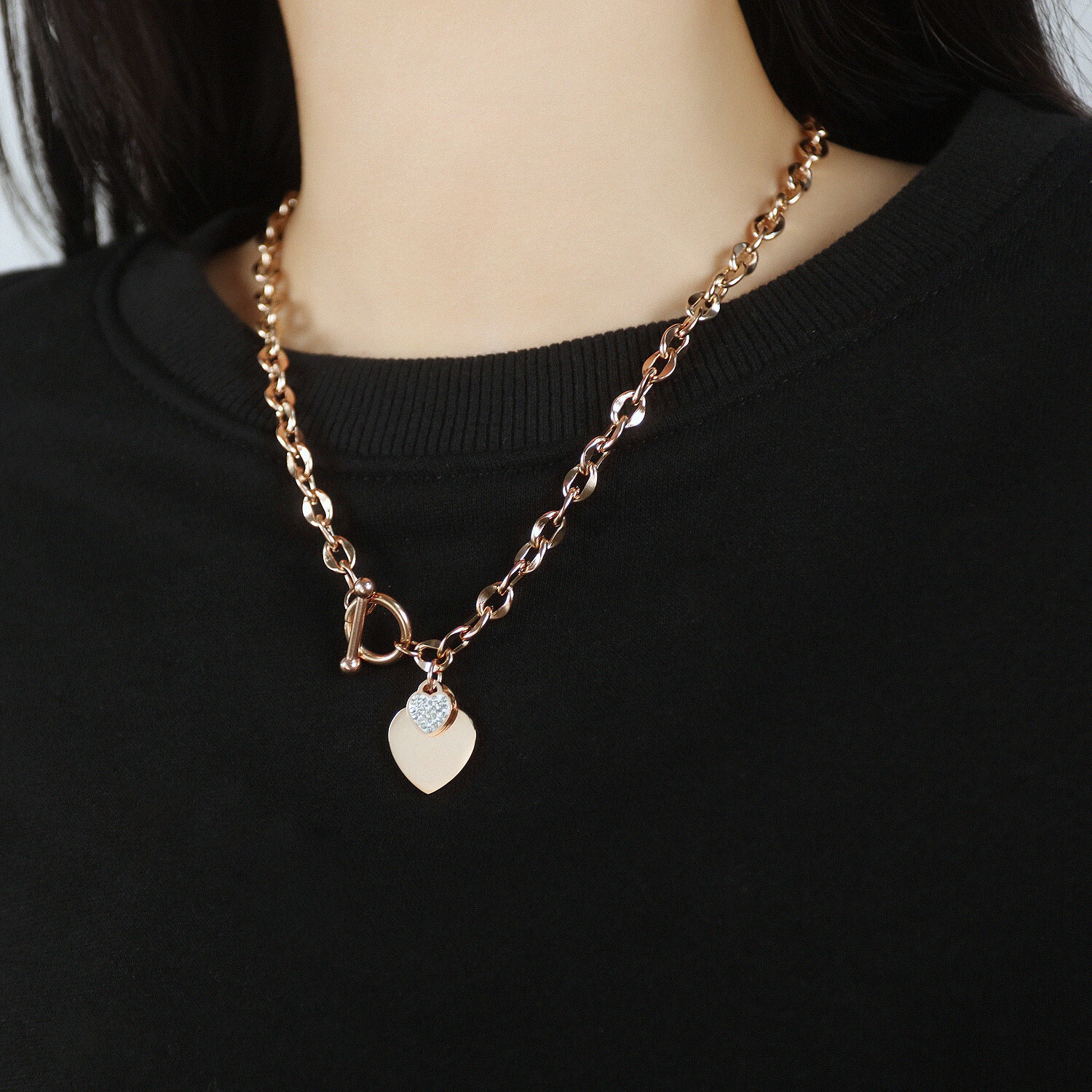 Simple temperament love titanium steel necklace