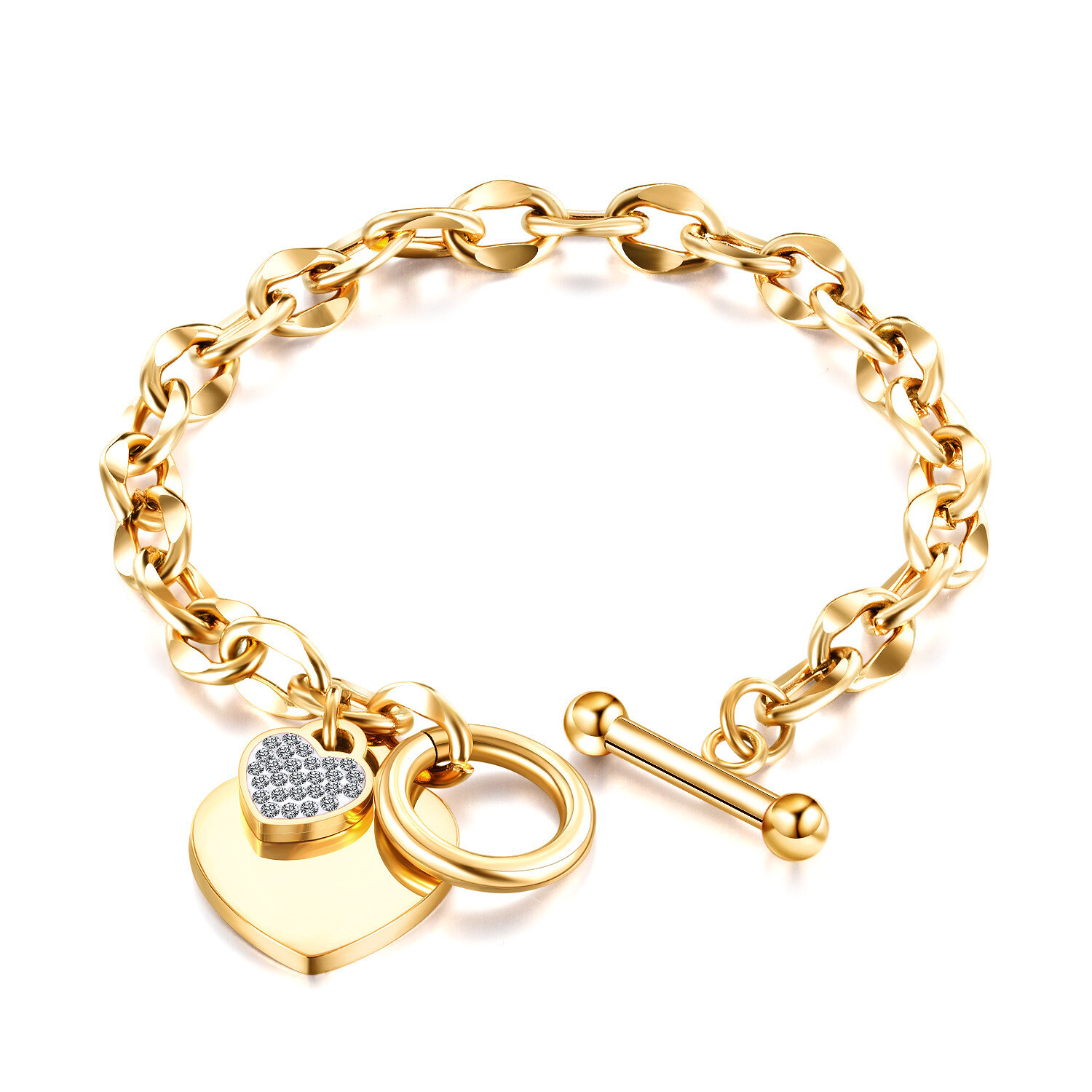 Simple temperament love titanium steel necklace, Color: 1012j-golden bracelet