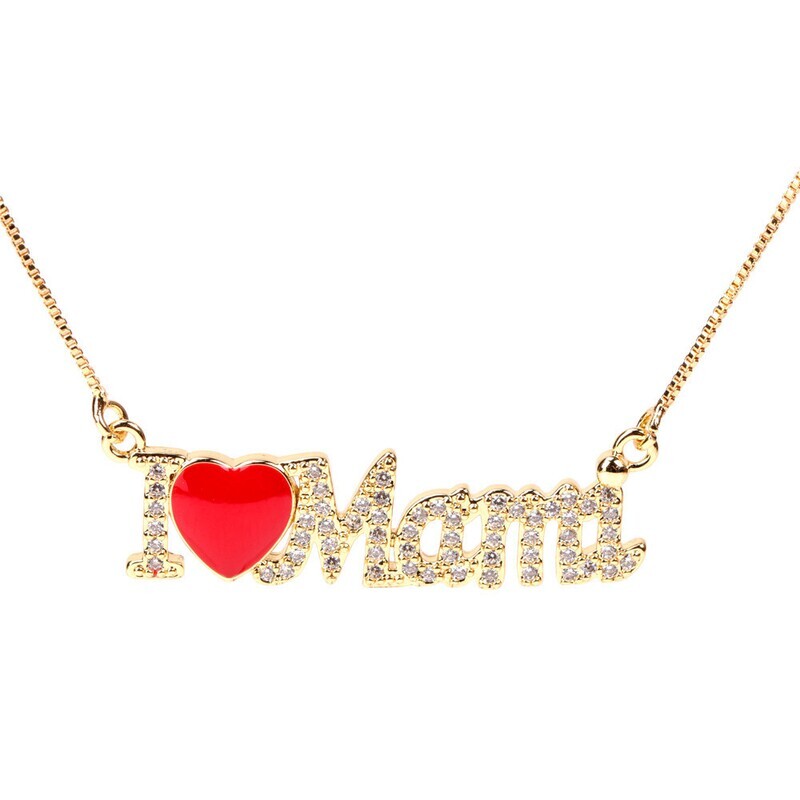 Mother Red Heart Pendant Letter Necklace  Mother&#39;s Day Gift