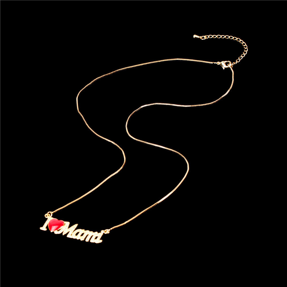 Mother Red Heart Pendant Letter Necklace  Mother&#39;s Day Gift, Color: Ne0807-mama