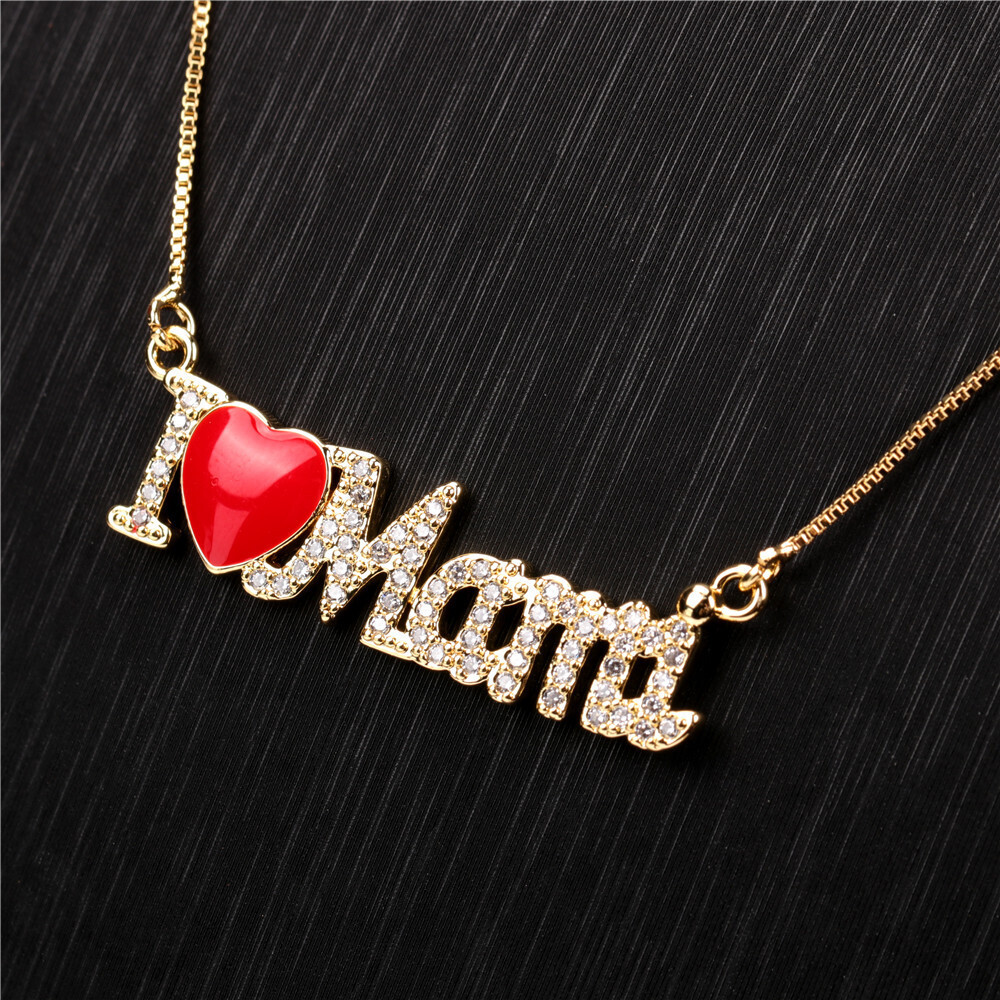 Mother Red Heart Pendant Letter Necklace  Mother&#39;s Day Gift