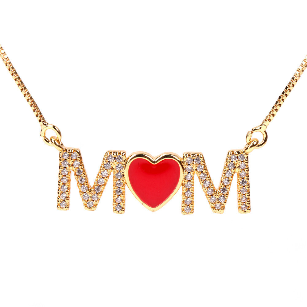 Mother Red Heart Pendant Letter Necklace  Mother&#39;s Day Gift