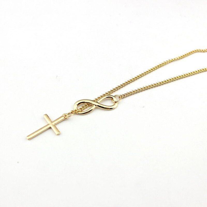 Cross short necklace, Color: Golden