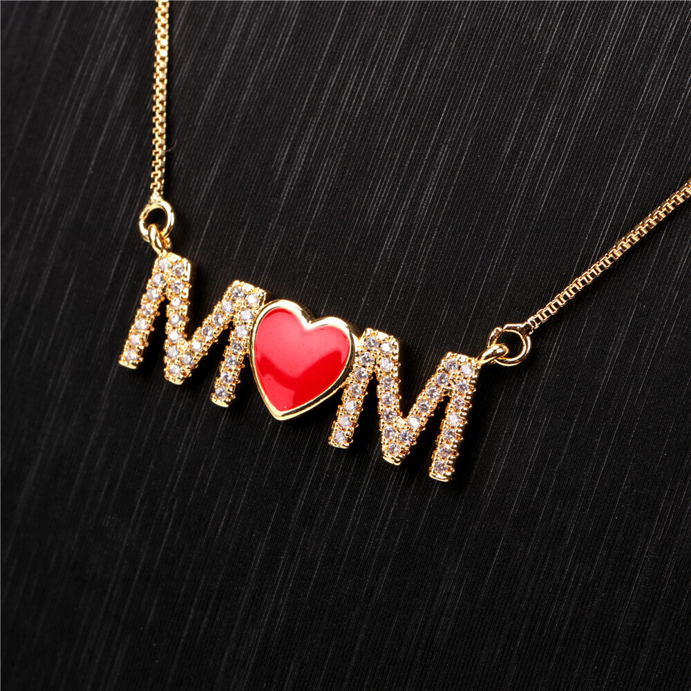 Mother Red Heart Pendant Letter Necklace  Mother&#39;s Day Gift