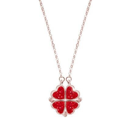Double-sided four-leaf clover necklace