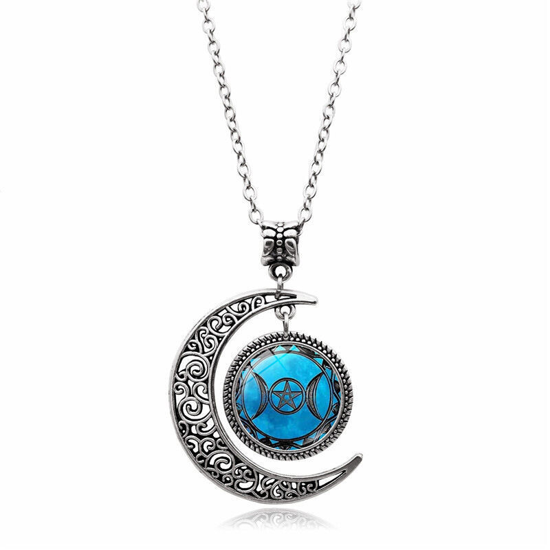 TRIPLE MOON GODDESS PENDANT NECKLACE, Color: 9