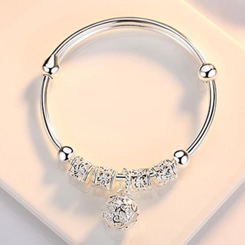 Bell Hollow Dream Catcher Feather Silver Adjustable Bracelet
