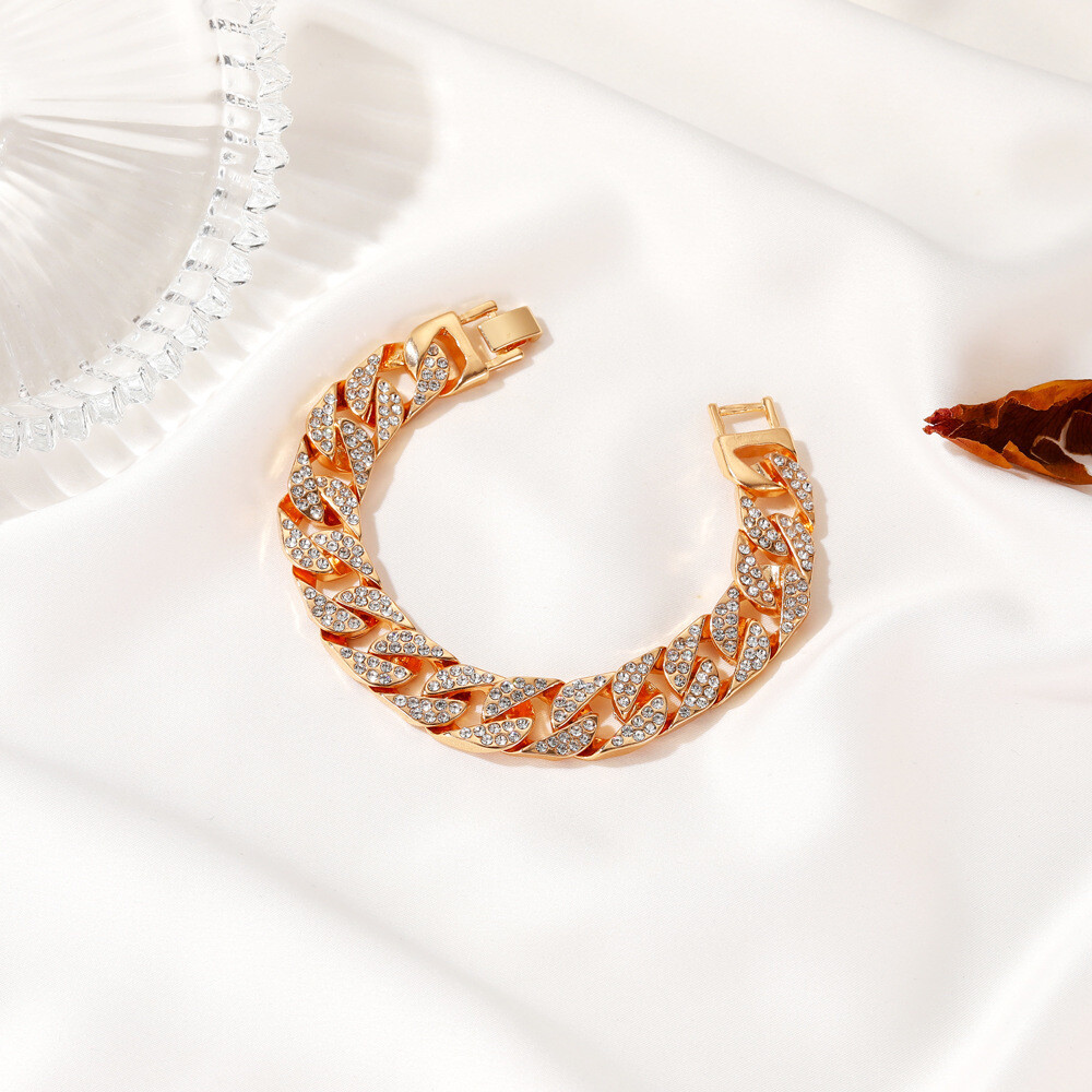 Thick Chain Bracelet Ins Wind Net Red With The Same Wide Version Of The Flash Diamond Bracelet