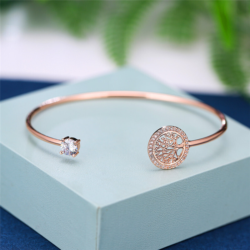 Independence Station Tree Of Destiny Bracelet Gold-plated Open Bracelet , Color: Rose gold#