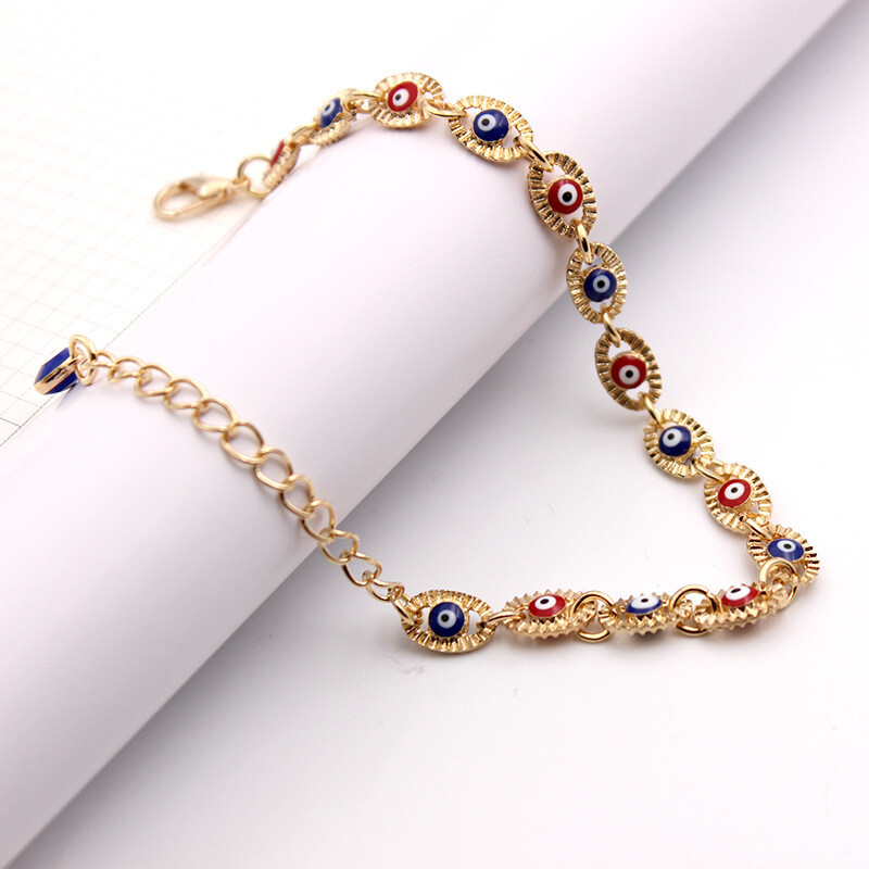 Alloy Plating 18K Gold Epoxy Turkey Blue Red Ladies Bracelet Jewelry