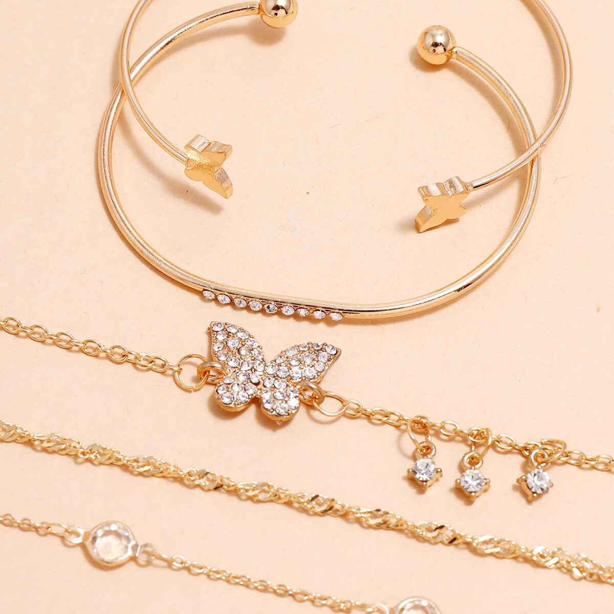 Boho Elegant Two Butterfly Open Bracelet
