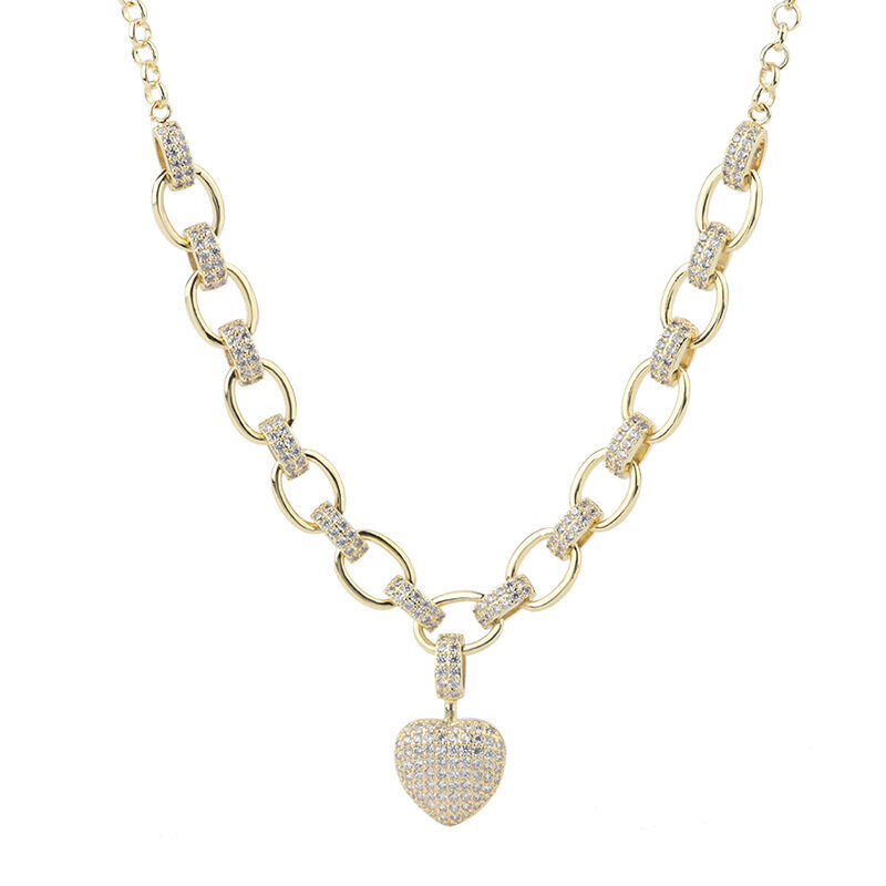Micro Inlaid Heart-Shaped Necklace And Bracelet Set