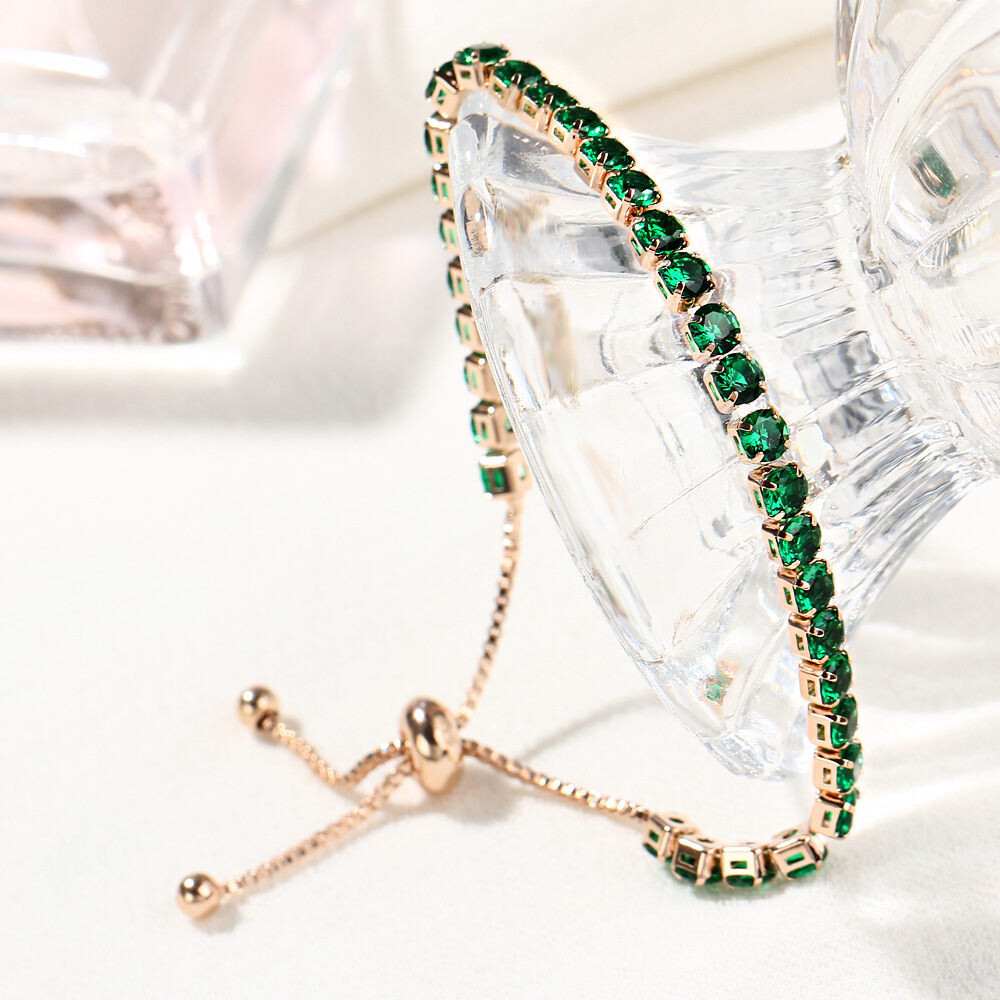  crystal push-pull bracelet ladies gold full diamond single-row jewelry