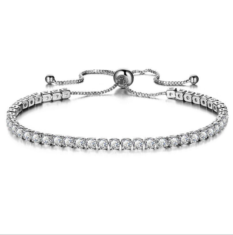  crystal push-pull bracelet ladies gold full diamond single-row jewelry
