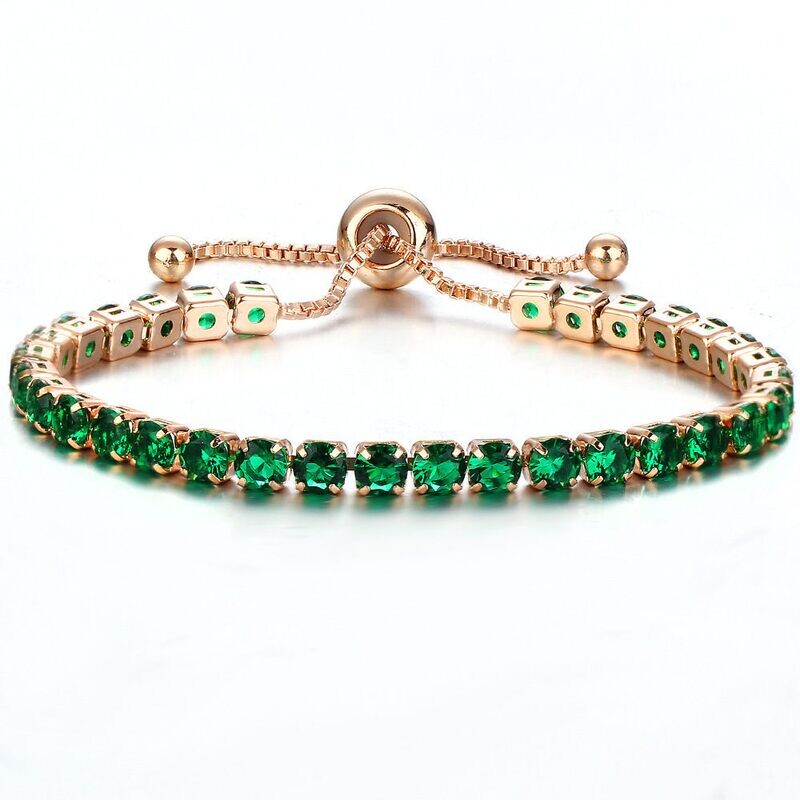  crystal push-pull bracelet ladies gold full diamond single-row jewelry