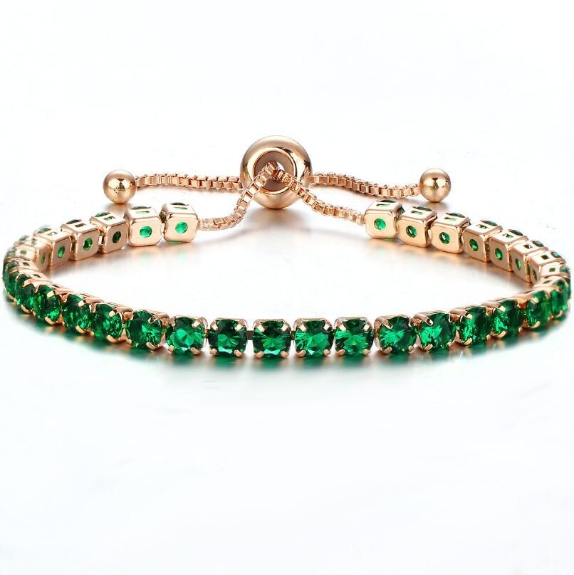  crystal push-pull bracelet ladies gold full diamond single-row jewelry