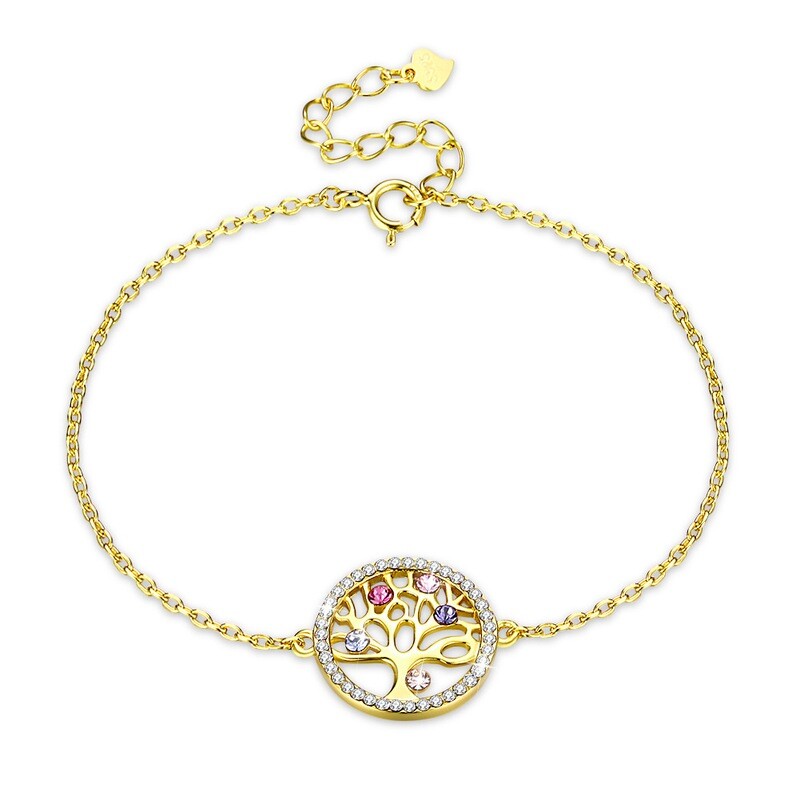 Crystal Bracelet 925 Sterling Silver Tree Of Life Bracelet 