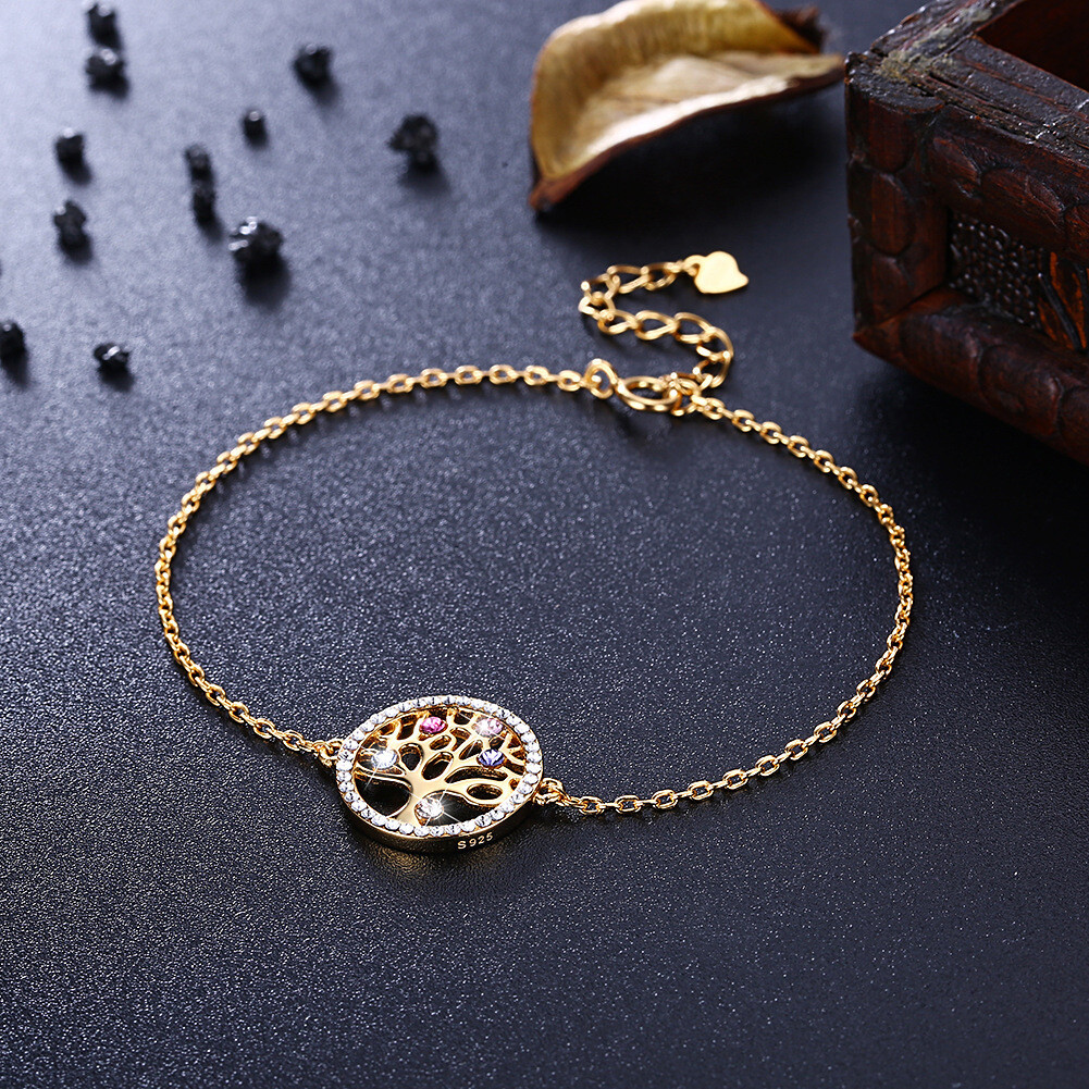 Crystal Bracelet 925 Sterling Silver Tree Of Life Bracelet 