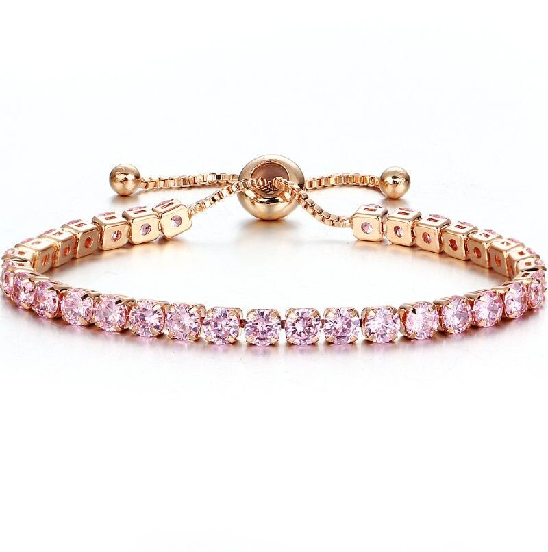  crystal push-pull bracelet ladies gold full diamond single-row jewelry