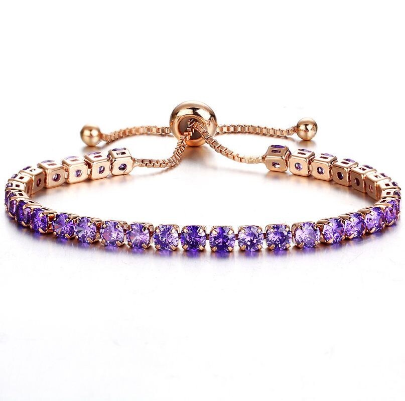  crystal push-pull bracelet ladies gold full diamond single-row jewelry