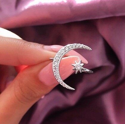  jewelry with zircon stars and moon rings