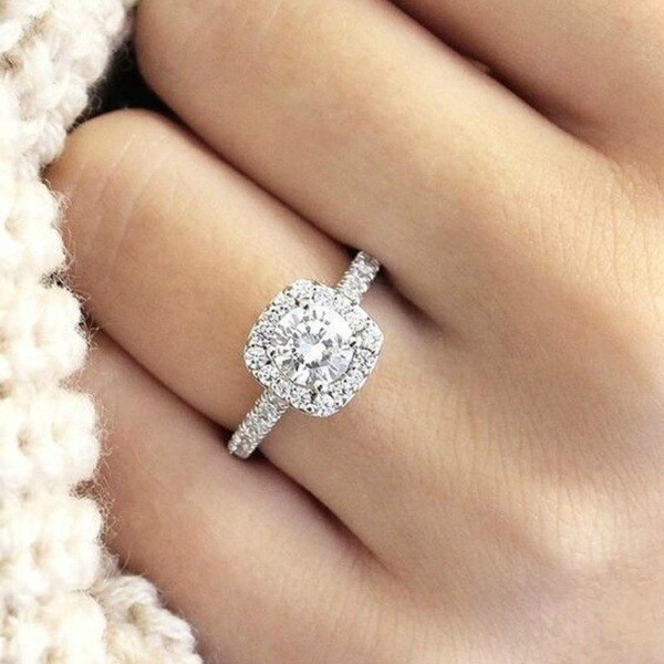 White diamond crystal dress ring