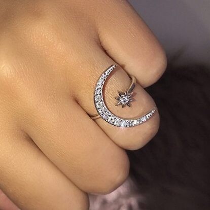  jewelry with zircon stars and moon rings