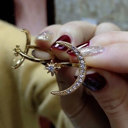  jewelry with zircon stars and moon rings