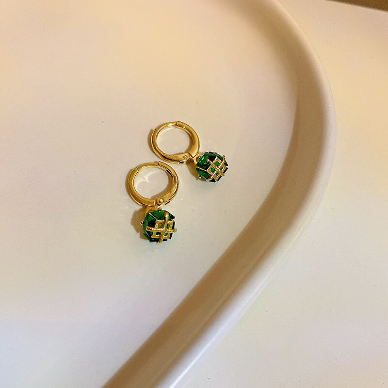 925 Silver Post Vintage Geometric Emerald Earrings Collection