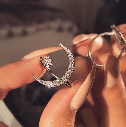  jewelry with zircon stars and moon rings