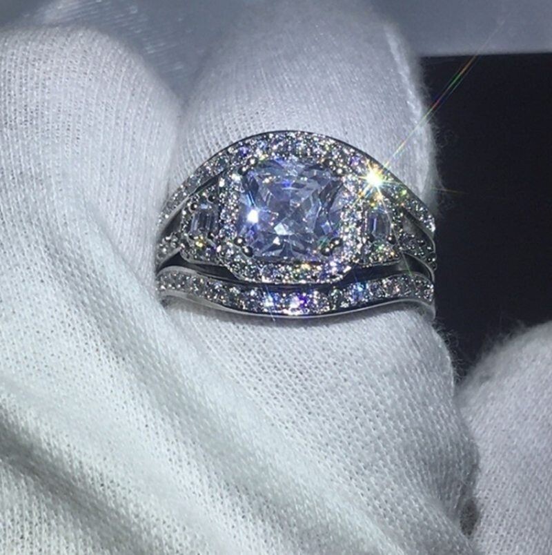 Fashion Explosion Set Ring Full of Diamonds Set Zircon Ring