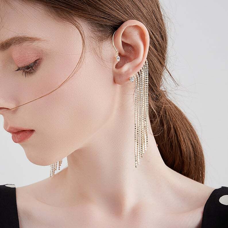 Jewelry Tassel With Diamond Earrings Ladies Back Hanging Earrings Earrings 